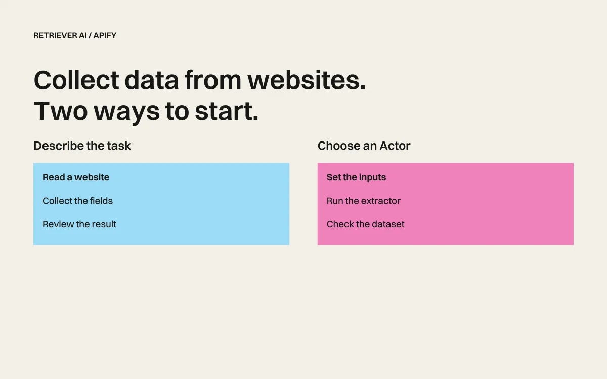 Retriever AI vs. Apify: collect a list or run an Actor?